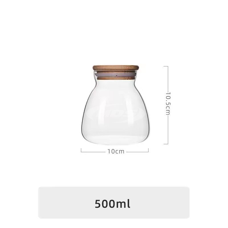 Transparent glass storage jar for honey candy cookies food grade storage container glass jar with bamboo lid