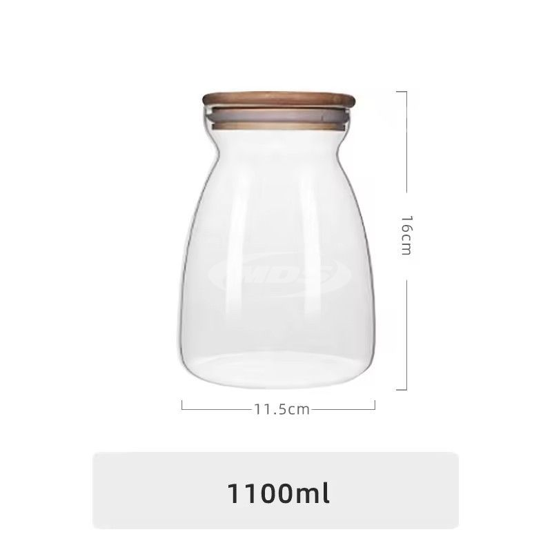 Transparent glass storage jar for honey candy cookies food grade storage container glass jar with bamboo lid