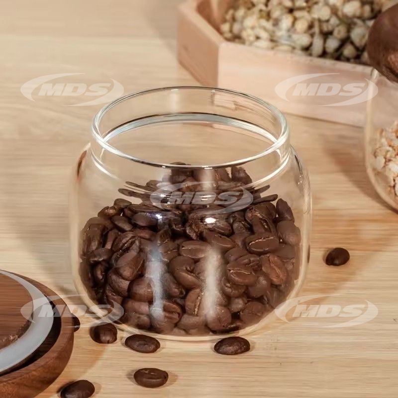 Top Grade high borosilicate glass storage jar with bamboo lid