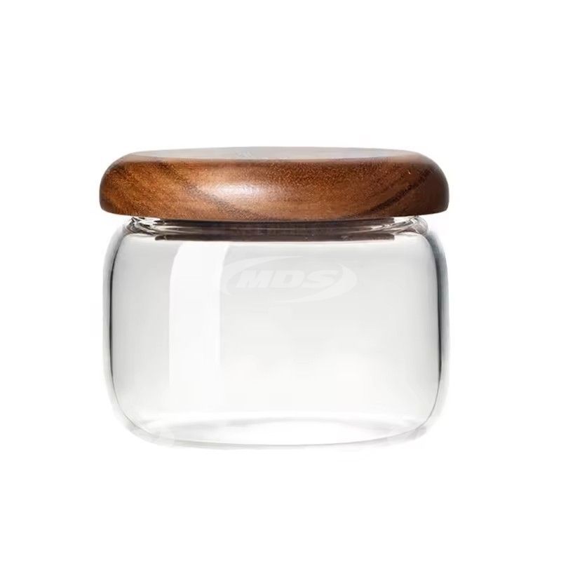 Top Grade high borosilicate glass storage jar with bamboo lid