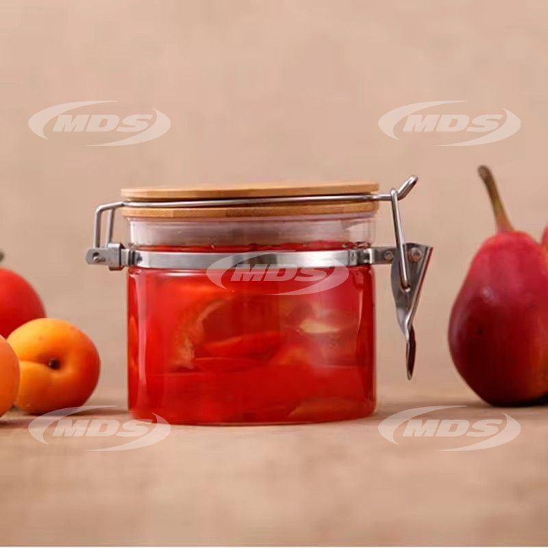 Sealed Canister Jar Empty Borosilicate Food Glass Container Packing Spice Storage Jar with Wooden Lid