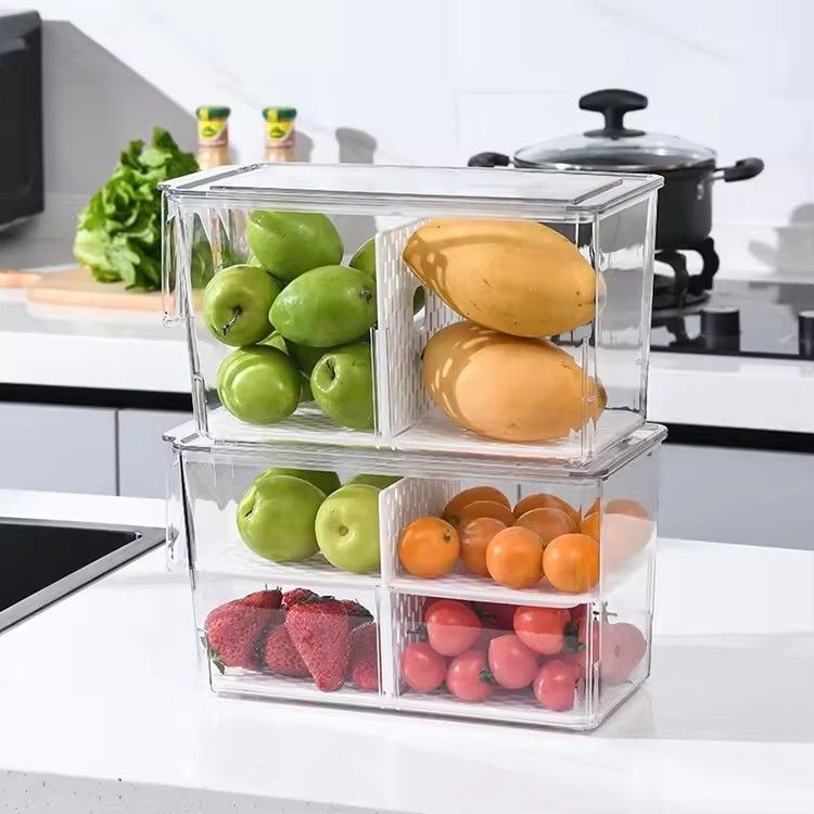 Fridge organizer refrigerator clear food container stackable fresh-keeping vegetable fruit storage box