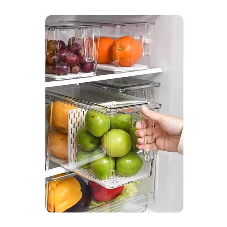 Fridge organizer refrigerator clear food container stackable fresh-keeping vegetable fruit storage box