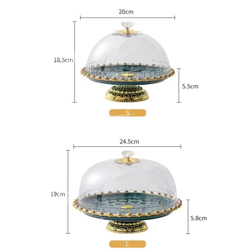 Wholesale Creative Luxury Good Quality Round Shape Fruit Plate Trap Golden Rim Ceramic Dessert Cake Plate Stand