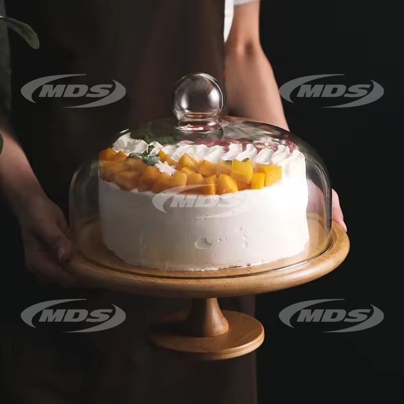 European display glass dessert table decorations marble cake stand with lid