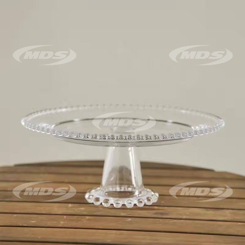 Factory Hot Sale Gold Colored Decorative Glass Fruit Dish Glass Dinner Cake Cover plate