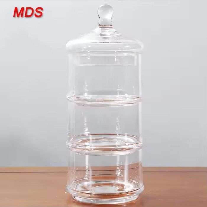 Glassware dome cupcake glass base cake stand with bird decoration