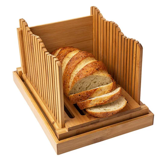 Foldable Bamboo Bread Slicer Cutter Adjustable Loaf Cutter Commercial Household Bamboo