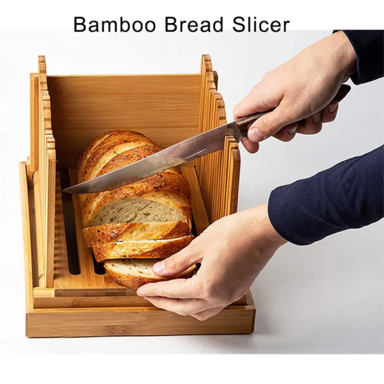 Foldable Bamboo Bread Slicer Cutter Adjustable Loaf Cutter Commercial Household Bamboo