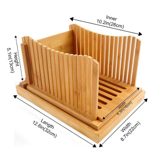 Foldable Bamboo Bread Slicer Cutter Adjustable Loaf Cutter Commercial Household Bamboo