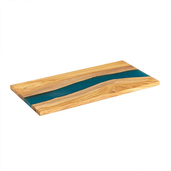 Custom Olive Wood Resin Chopping Board Italian Ocean Blue Epoxy Resin Cutting Board for Serving Food