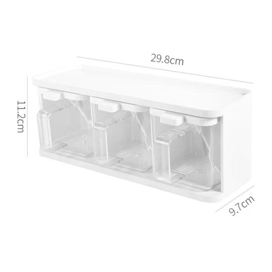 Wall Mount Seasoning Organizer Box for Spice Salt Sugar Transparent Kitchen Plastic Seasoning Box