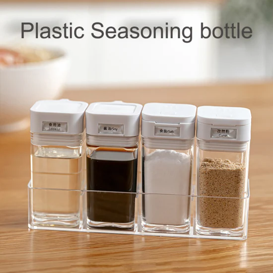 Kitchen Supplies Spice Oil Bottle Container Set Clear and Safe Sealed Lid Plastic Seasoning Bottle