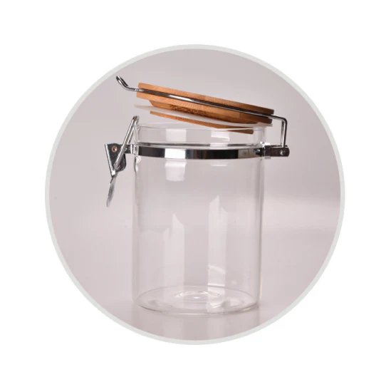 Wholesale Eco Friendly Full Sizes High Borosilicate Large Glass Food Candy Spice Storage Jar with Bamboo Lids