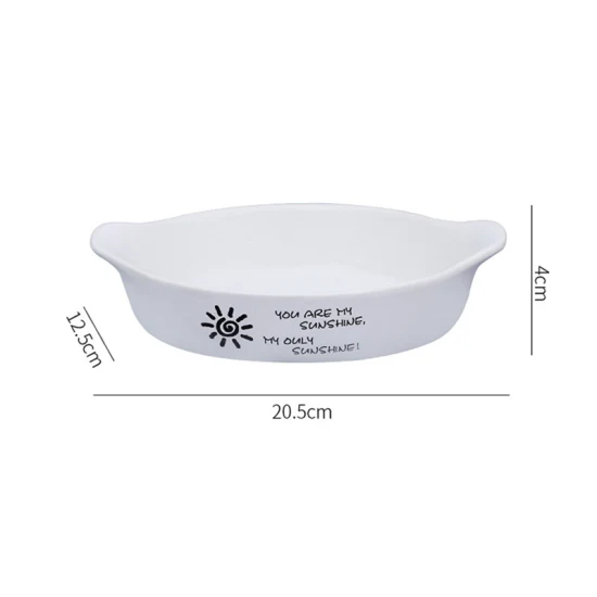 Modern Anti-Scalding Binaural Ceramic Baking Bowl Under Glaze Baking Dish Tray Baking Pan Bakeware Set