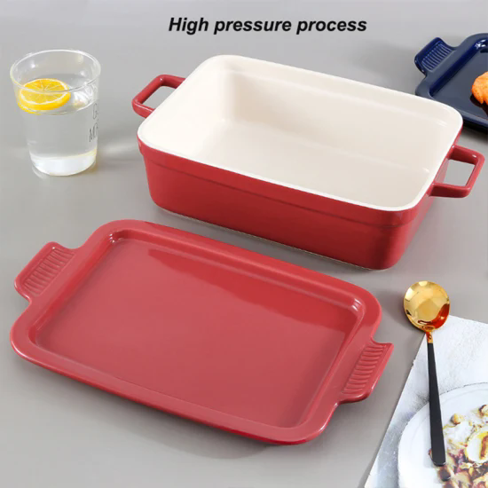 Porcelain Bakeware Set Rectangular Baking Pan Stoneware Baking Tray Ceramic Baking Dish with Platter Lid