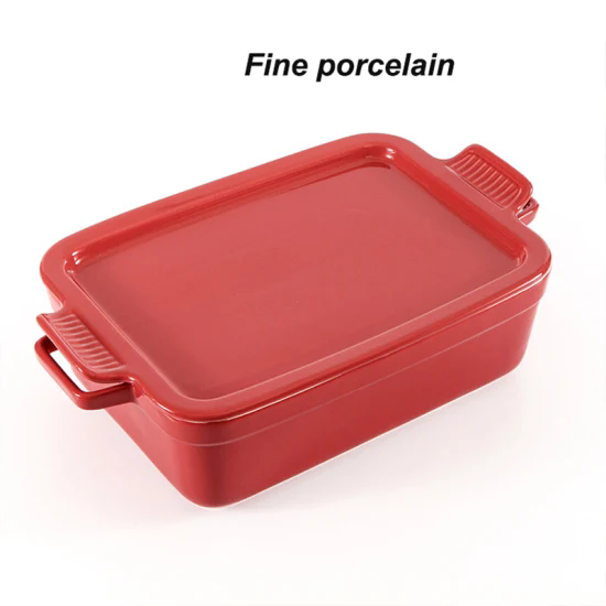 Porcelain Bakeware Set Rectangular Baking Pan Stoneware Baking Tray Ceramic Baking Dish with Platter Lid