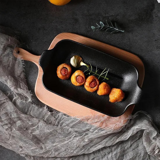 Modern Design Baking Dishes Stoneware Baking Tray Frosted Black Ceramic Bakeware