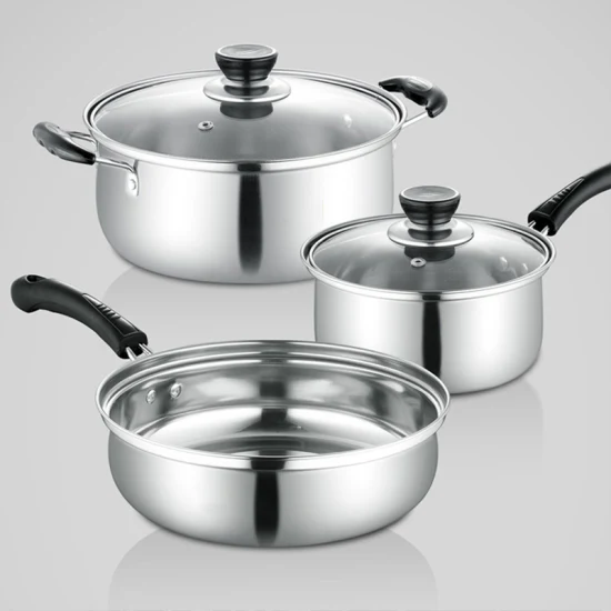 Good Selling Pot Set Cookware Set with Glass Lid Cooking Kitchen Stainless Steel Nonstick Cookware Sets