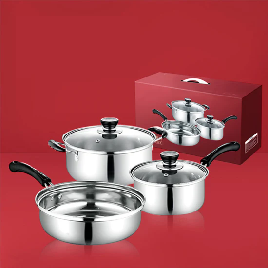 Good Selling Pot Set Cookware Set with Glass Lid Cooking Kitchen Stainless Steel Nonstick Cookware Sets