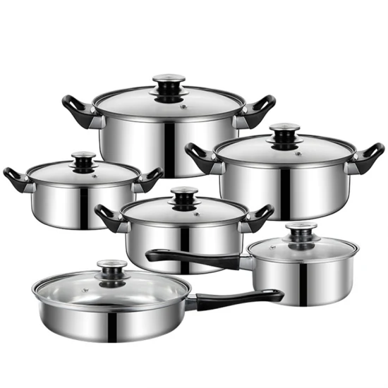 Customized Home Kitchen Gold Handle Cooking Pot Frying Pan 12-Piece Kitchen Cookware Set