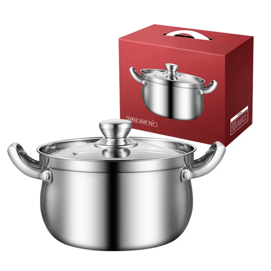 Kitchenware Cooking Stew Soup Stock Pot Thickened Non-Spill Double Ear Stainless Steel Soup Pot