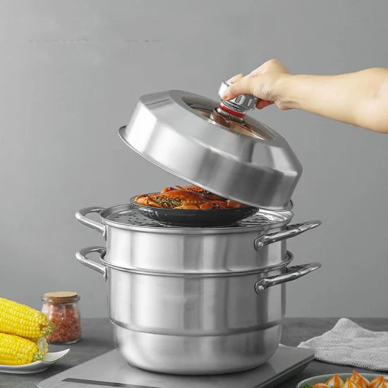 Timer Steamer for Cooking and Soup Making Singapore 3-Tier Multipurpose Steamer Pot with Lid