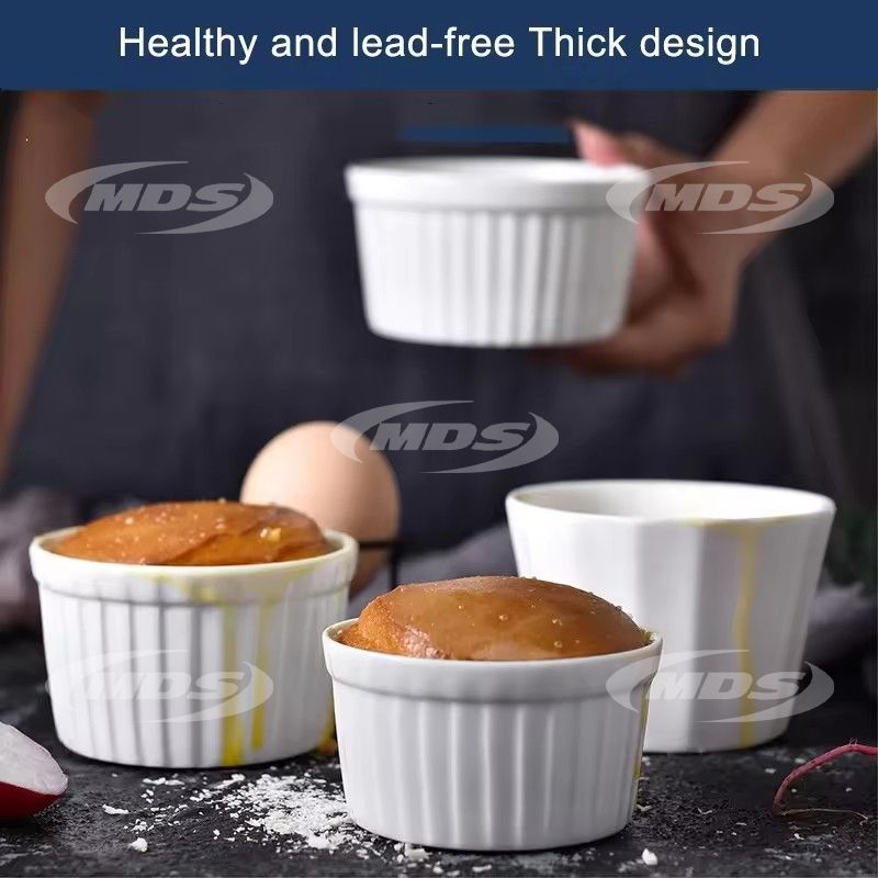 Wholesale round white bakeware porcelain oven safe restaurant ceramic baking souffle ramekins bowls