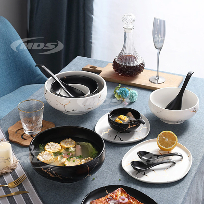 Nordic Marble Ceramic Tableware Set Rice Serving Bowls 4.5 7 9inch Color Glaze Matte Ceramic Soup Bowl