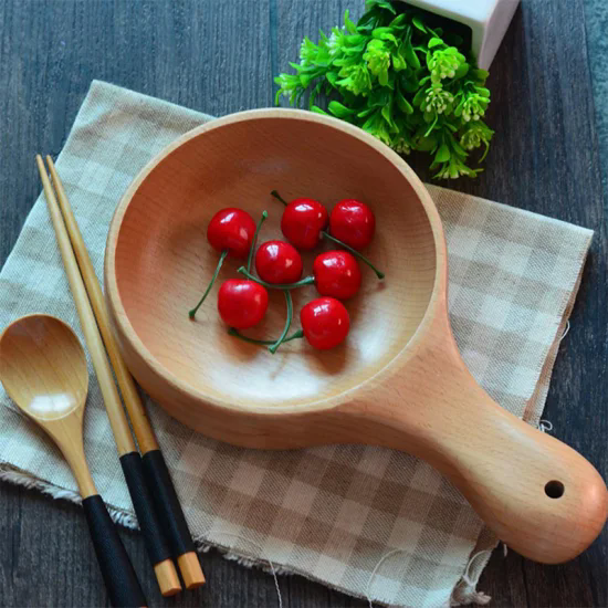 Handle Bowl Modern Serving Bowls Custom Beech Wood Salad Bowl with Handle