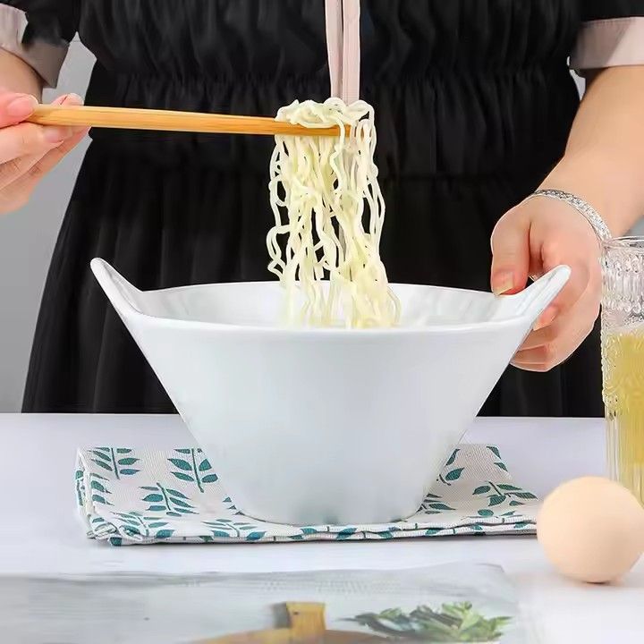 Deep pho bowl porcelain ramen noodle bowl chopstick and spoon custom ceramic ramen bowl noodle