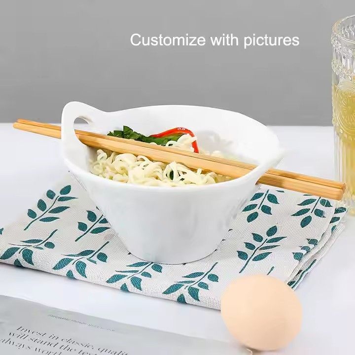 Deep pho bowl porcelain ramen noodle bowl chopstick and spoon custom ceramic ramen bowl noodle