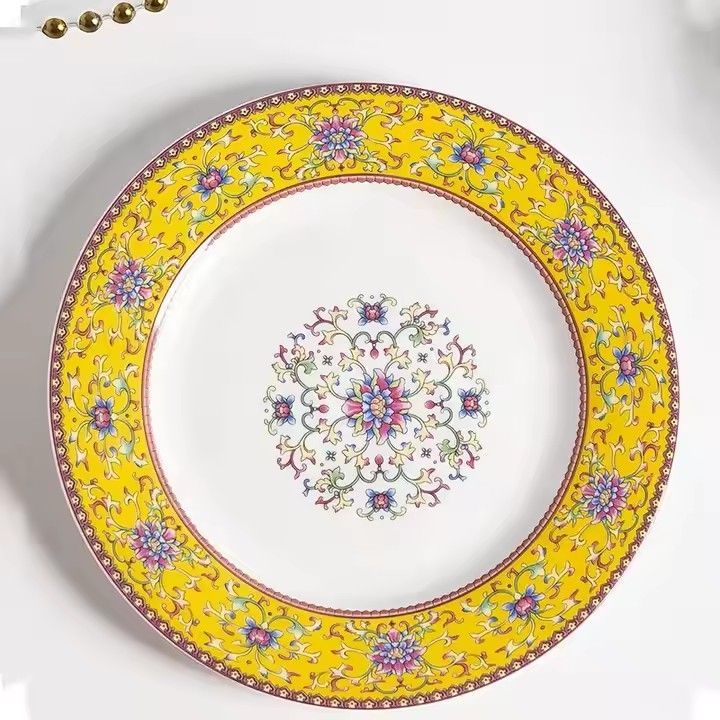 56-set bone china dinnerware bowl and dish set Jingdezhen gold hand stroke enamel ceramic tableware set