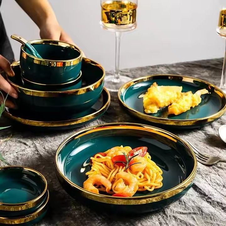 Ceramic plates sets dinnerware eco-friendly 26pcs emeralds phnom penh hotel restaurant dinnerware sets for 8 people