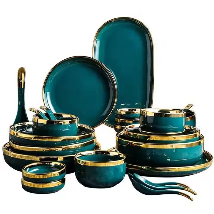 Ceramic plates sets dinnerware eco-friendly 26pcs emeralds phnom penh hotel restaurant dinnerware sets for 8 people