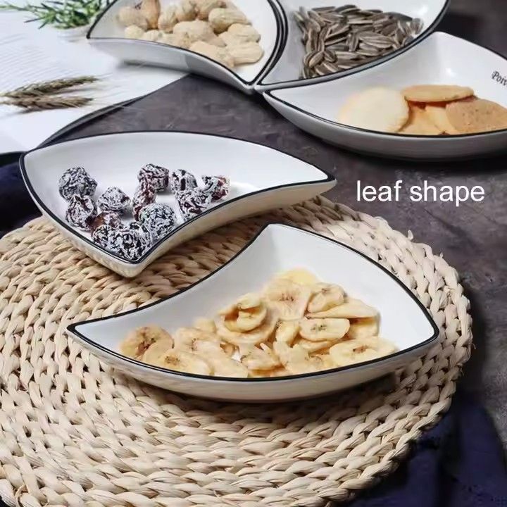 Under glaze four-compartment snack plate 4-piece 6-piece French ceramic platters set ceramic plates set