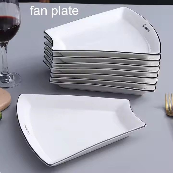 Creative fan-shaped underglaze bone china dinnerware sets handmade porcelain or ceramic dinnerware