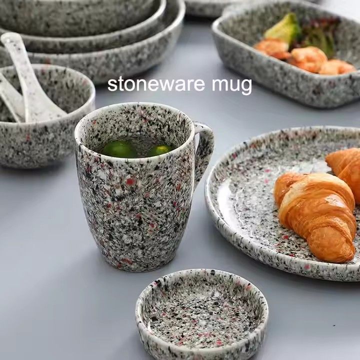 Retro rock dinnerware set stone bowl plate mug baking pan stoneware ceramic tableware set