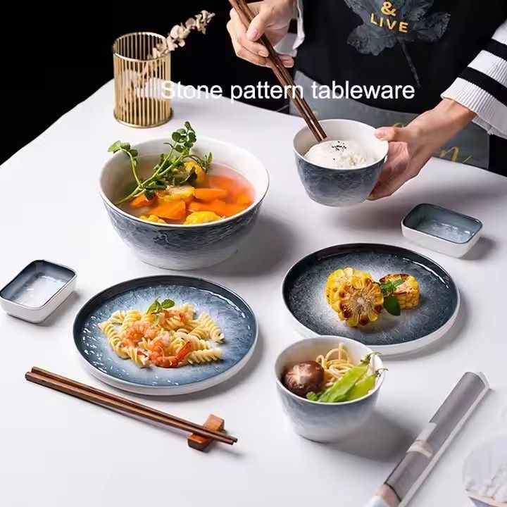 Creative dinnerware dish ceramic bowl and plate set soho color glazed stoneware dinnerware sets