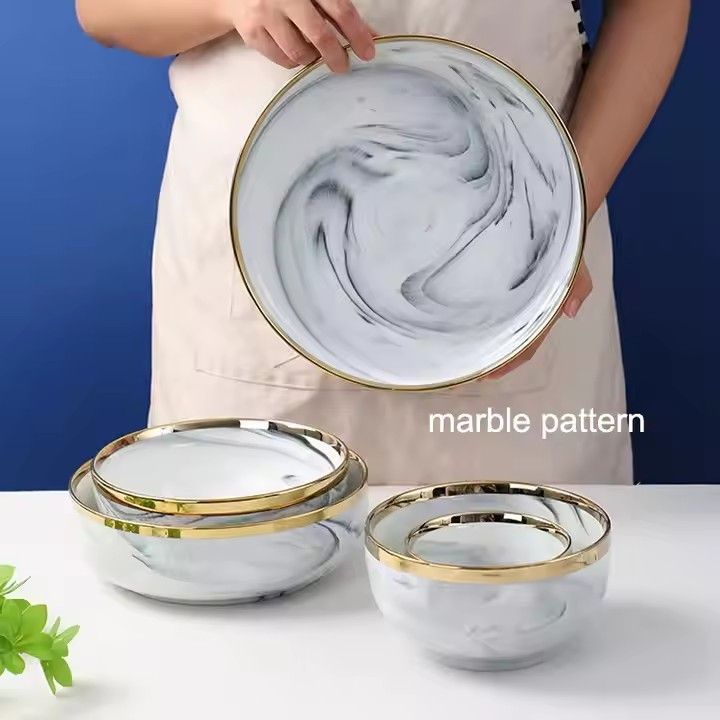 Nordic marble gold rim ceramic rustic everyday dishes nz glazed porcelain vs ceramic dinnerware