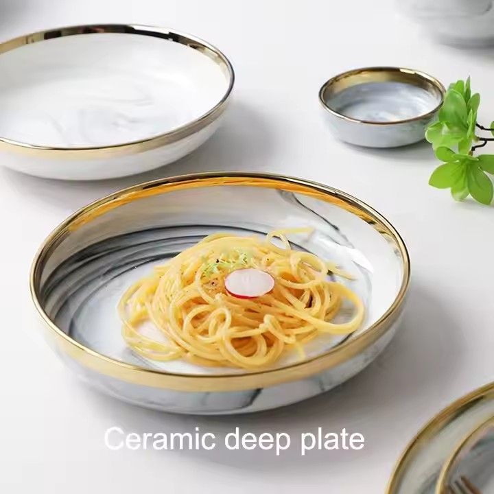 Nordic marble gold rim ceramic rustic everyday dishes nz glazed porcelain vs ceramic dinnerware