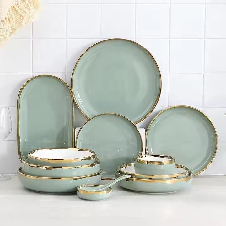 Modern vintage gold rim porcelain or ceramic dining set wayfair glazed italian rustic ceramic dinnerware plates sets tableware