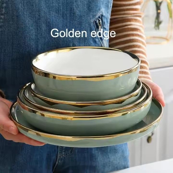 Modern vintage gold rim porcelain or ceramic dining set wayfair glazed italian rustic ceramic dinnerware plates sets tableware