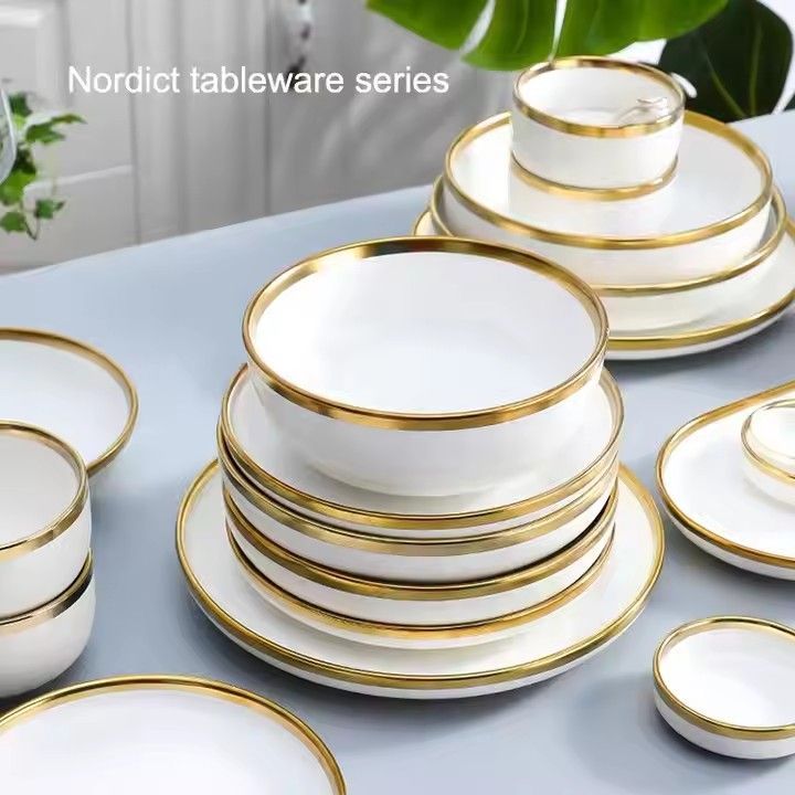 Nordic matte handmade white ceramic dinnerware porcelain vs ceramic porcelain dinnerware sets