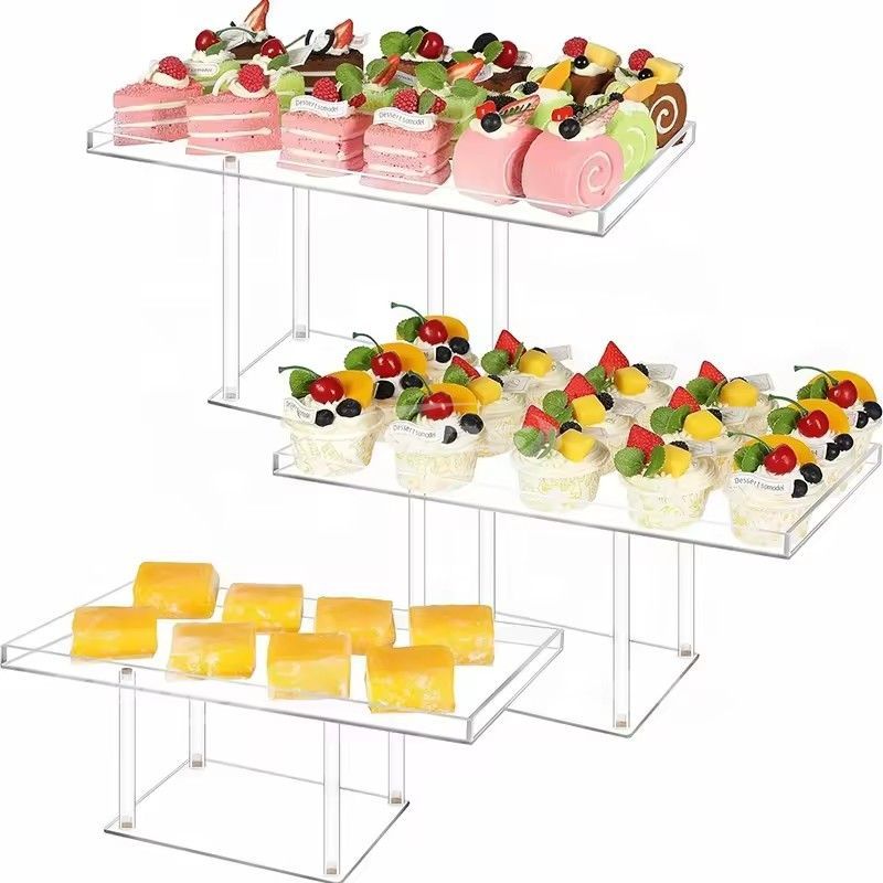 Clear acrylic cake stands for wedding party birthday reusable cupcake holder display acrylic dessert stands