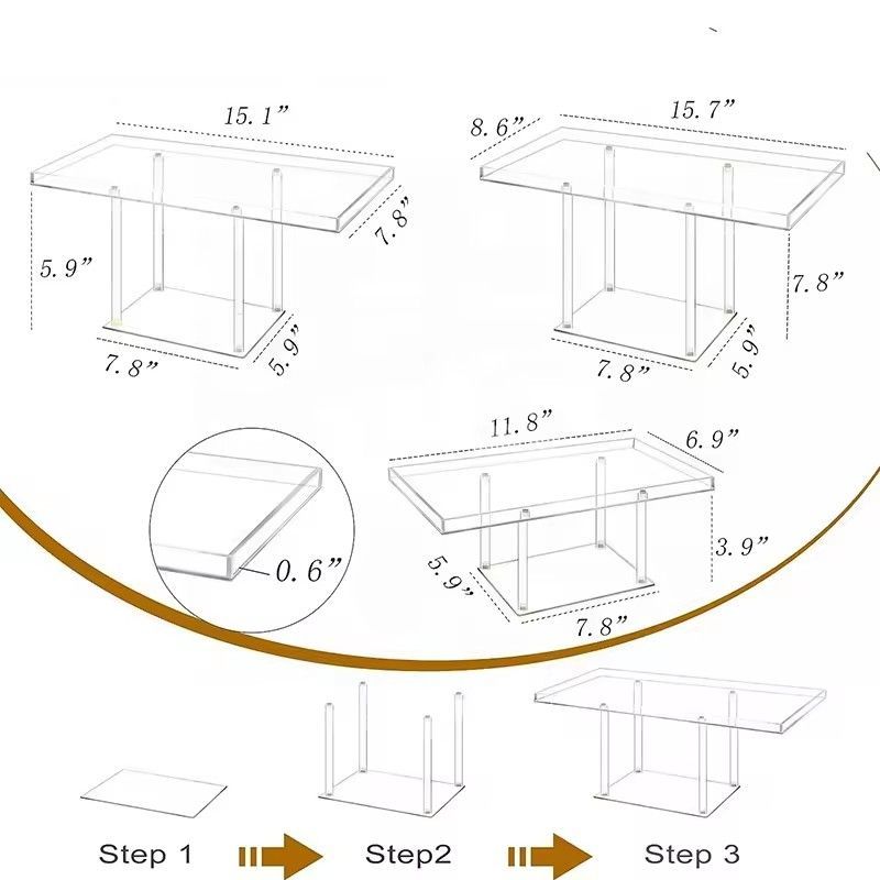 Clear acrylic cake stands for wedding party birthday reusable cupcake holder display acrylic dessert stands