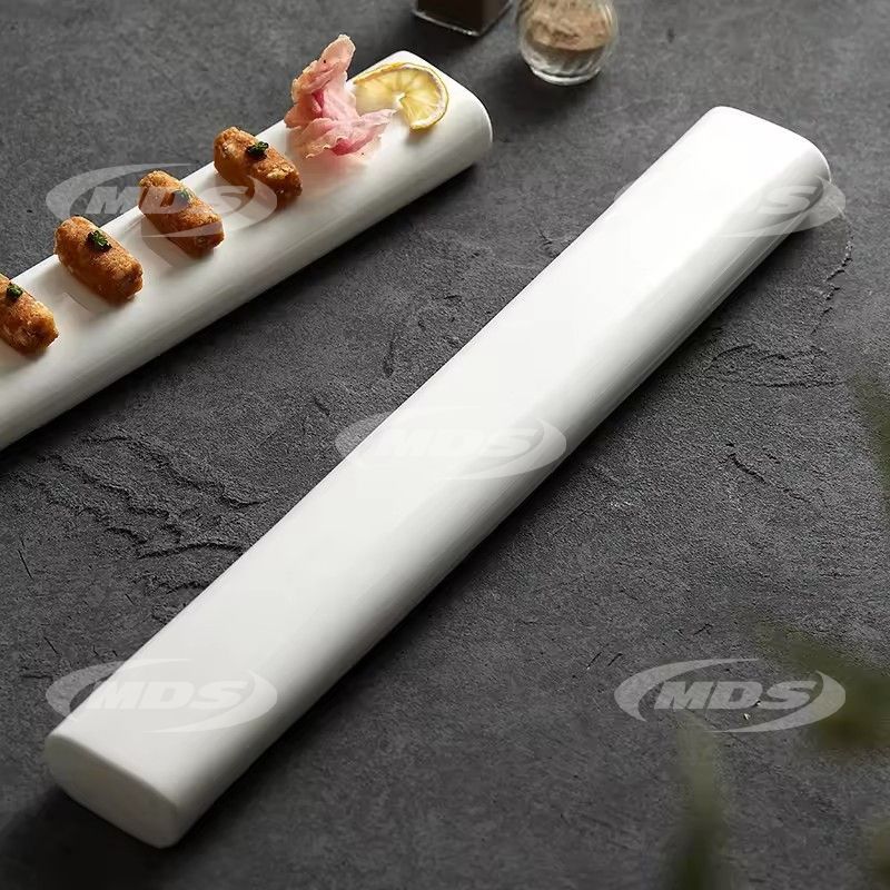 Creative cold dishes sushi sashimi dessert dimsum serving tray rectangle restaurant white long ceramic sushi