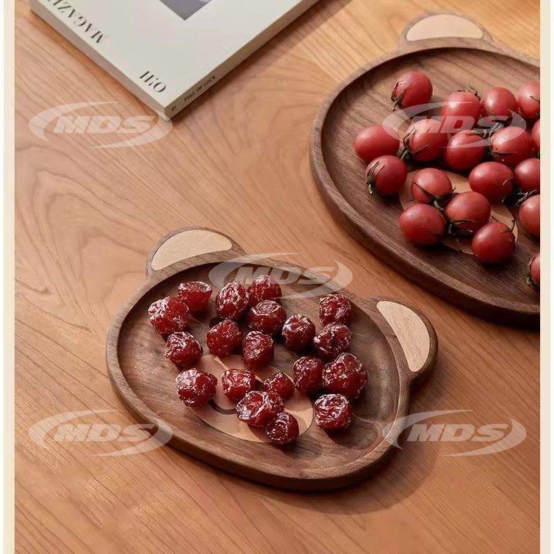 Creative wooden bear animal plates for food snack cookies ebony walnut bear shaped wooden serving tray