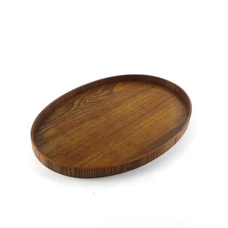 Custom logo wood tray manual polishing jujube oval wood serving tea tray