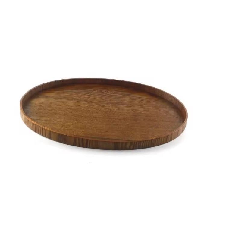 Custom logo wood tray manual polishing jujube oval wood serving tea tray